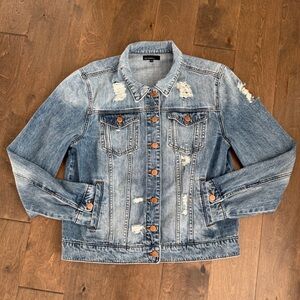 See Thru Soul Women's Small Denim Blue Jean Jacket Button Down and Pockets